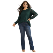 Solid Crochet Lace Mesh Crew Neck Blouse $33.90 (2)