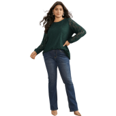 Solid Crochet Lace Mesh Crew Neck Blouse $33.90