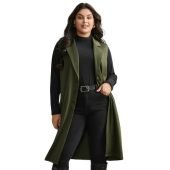Solid Lapel Collar Pockets Coat $27.90