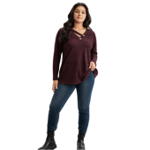 Solid Rib Knit Button Detail T-shirt $21.90