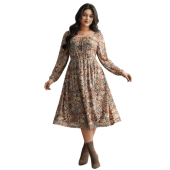 Square Neck Floral Ties Midi Dress $30.90