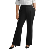 Stretchy Woven Button Detail Bootcut Pants $30.90