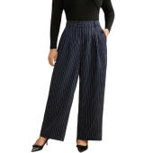 Striped Button Detail Mid Rise Wide Leg Pants $27.90