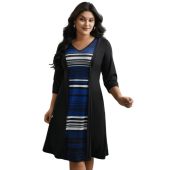 Striped Patchwork Contrast Knit Dress $25.90
