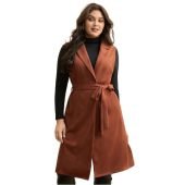 Suit Collar Faux Suede Belted Jacket $43.90