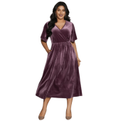 Surplice Neck Backless Ties Velvet Dress $33.90