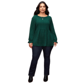 Textured Dot Elastic Cuffs A-line Blouse $16.72