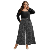 Textured Square Neck Belted Floral Jumpsuit $30.90
