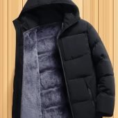 Thickened Teen Solid Color Loose Hooded Padded Jacket, Comfortable Windproof Trendy Coat With Zipper-38.48