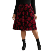 Velvet Floral Elastic Waist Skirt $25.90