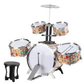 Youngsters' Rock Drum Set - Mini Electroplated Beginner Kit for Home Practice, Perfect Christmas & Birthday Gift, Red-42.30